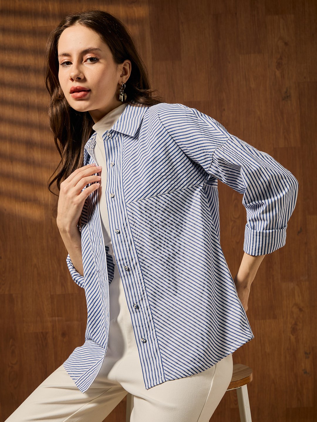 Blue Solid Long Sleeves Regular Shirt