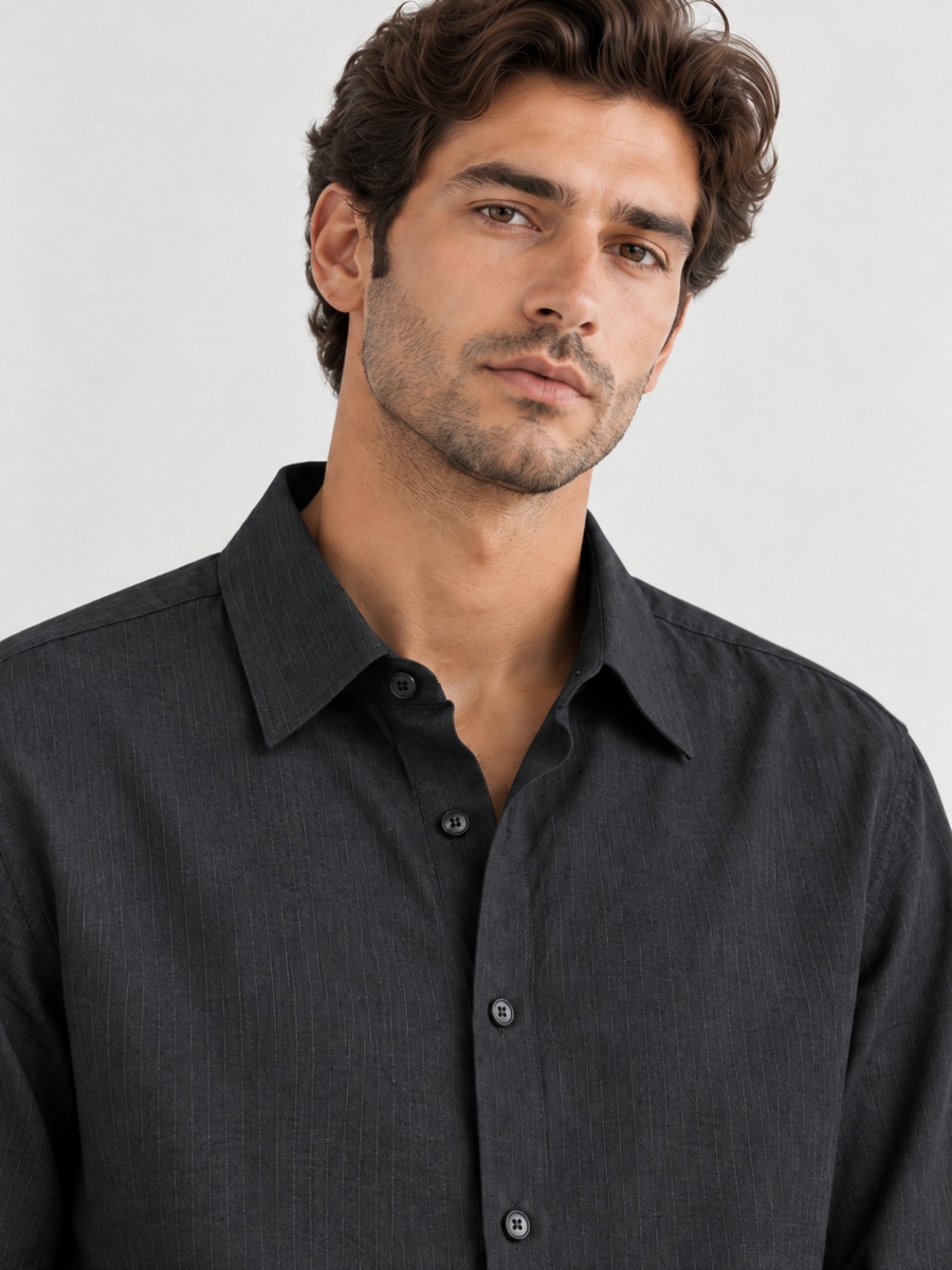 100% Cotton Black Textured Shirt