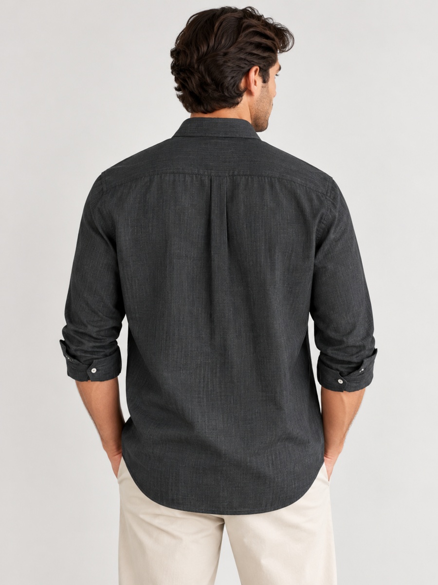 100% Cotton Black Textured Shirt