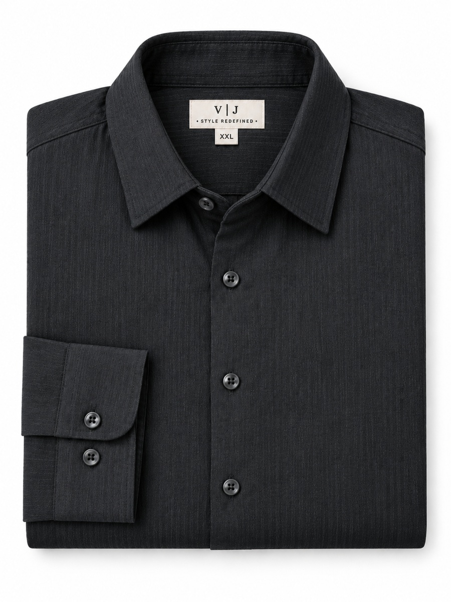 100% Cotton Black Textured Shirt
