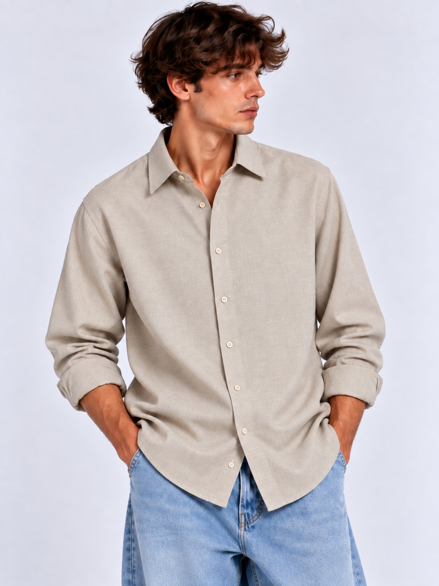 Brown Linen Lyocell Shirt