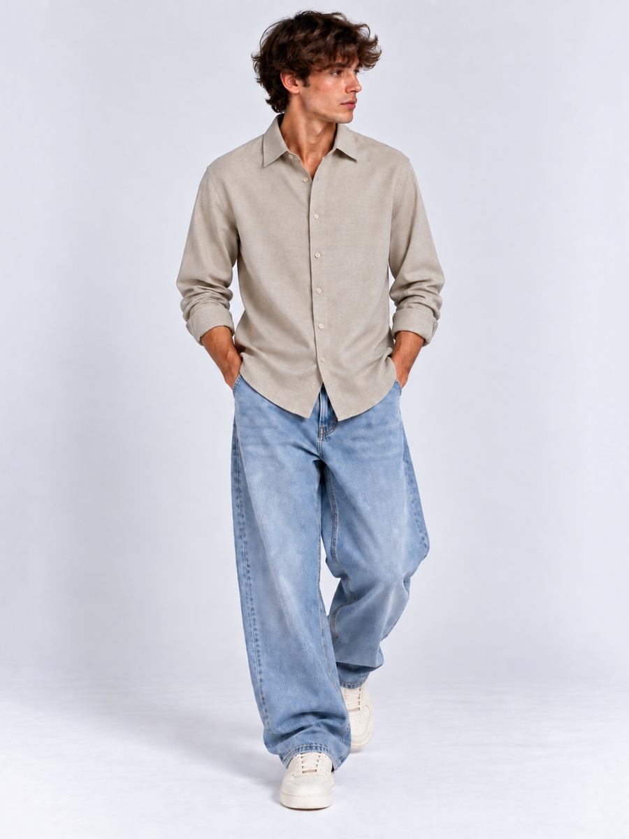 Brown Linen Lyocell Shirt
