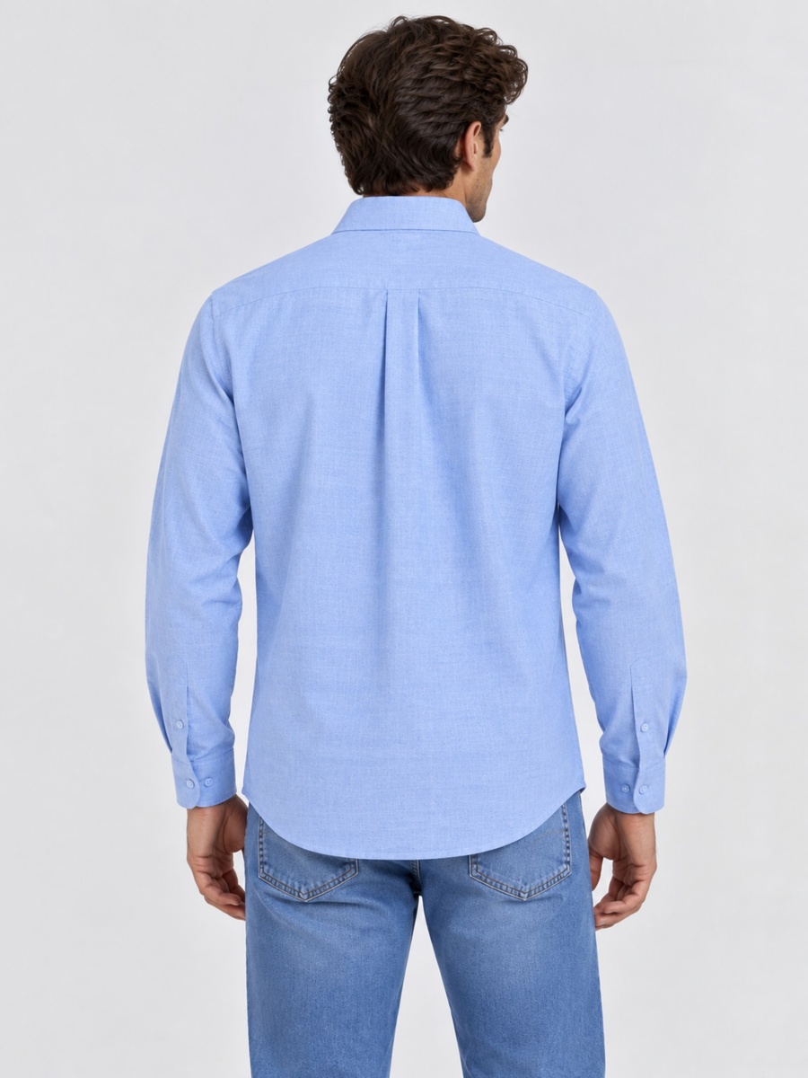 Cotton Rich Blue Slub Texture Shirt