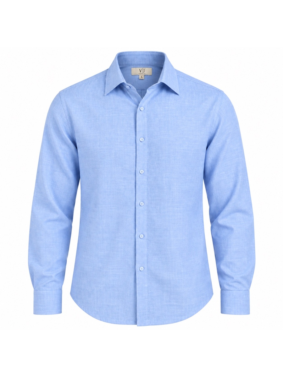 Cotton Rich Blue Slub Texture Shirt