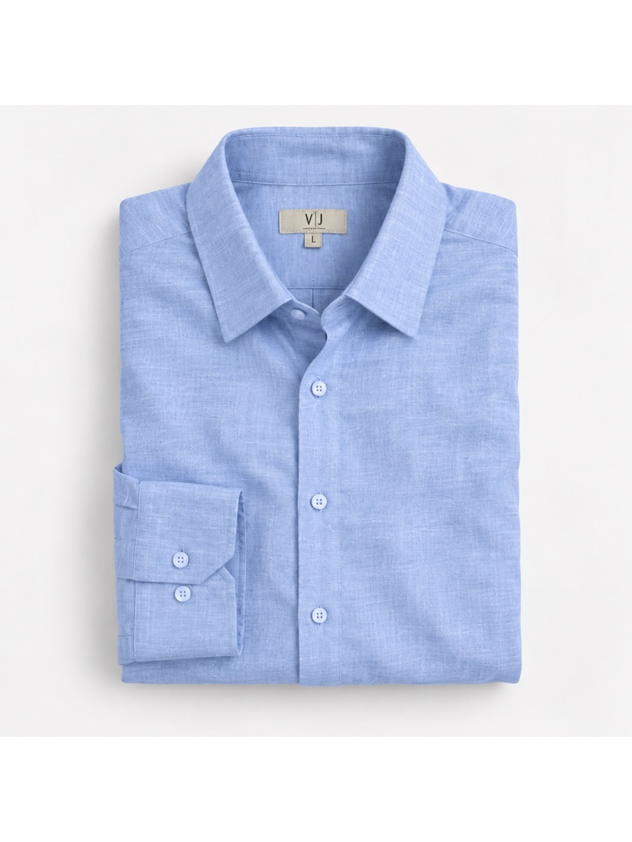 Cotton Rich Blue Slub Texture Shirt