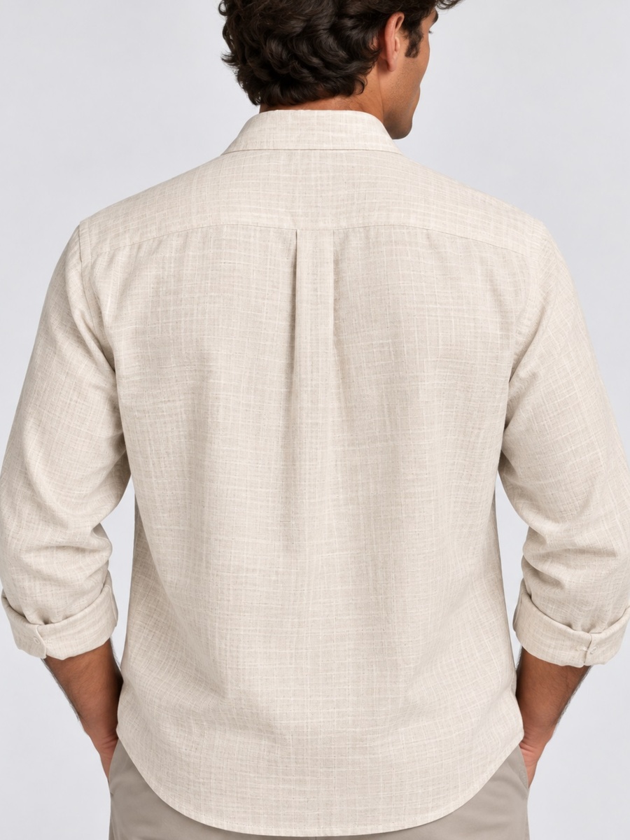 Cotton Rich Light Beige Slub Texture Shirt