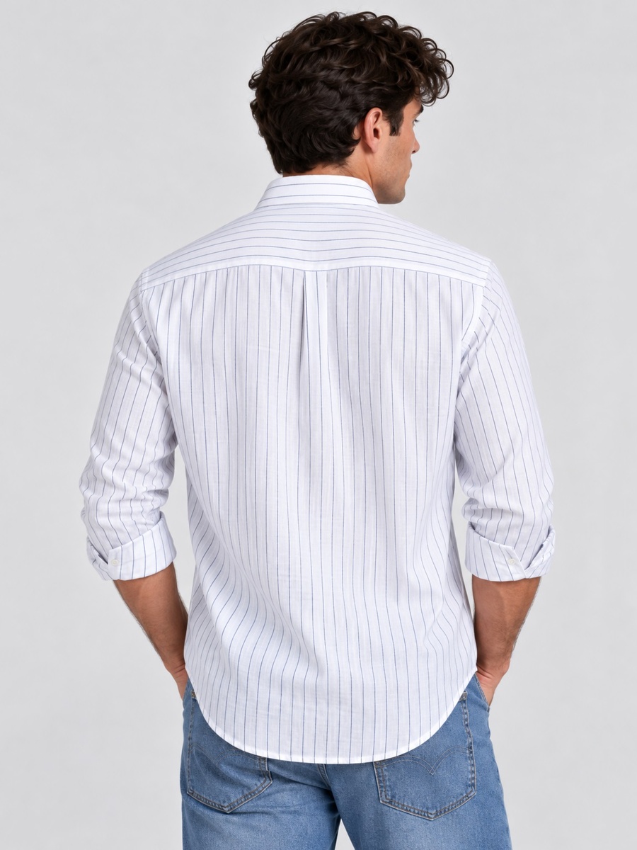 Cotton Rich Stripe Slub Texture Shirt