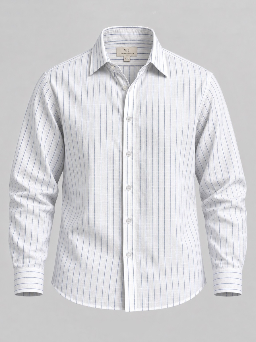 Cotton Rich Stripe Slub Texture Shirt