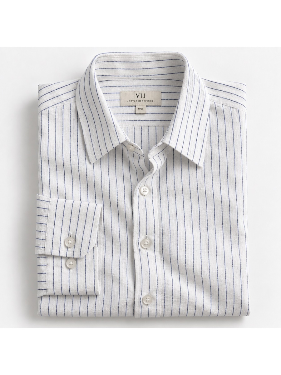 Cotton Rich Stripe Slub Texture Shirt