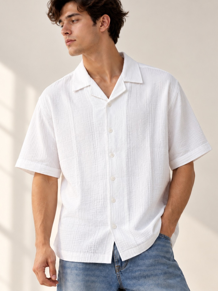 Premium Double Gauze White Resort Shirt