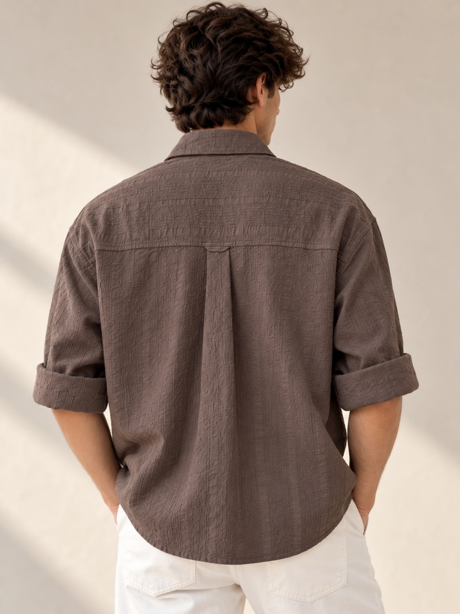 100% Cotton Boxy Fit Textured Shirt