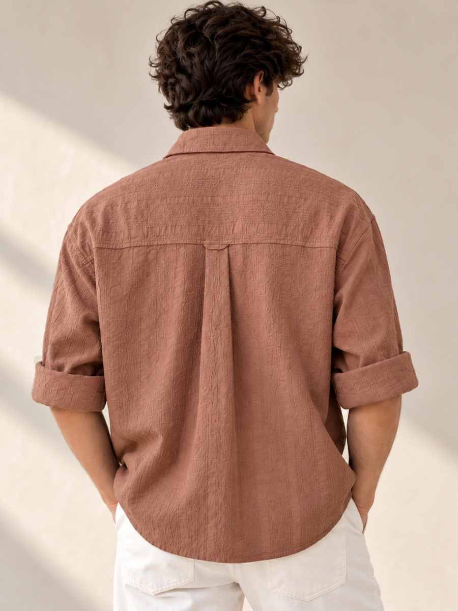100% Cotton Boxy Fit Textured Shirt