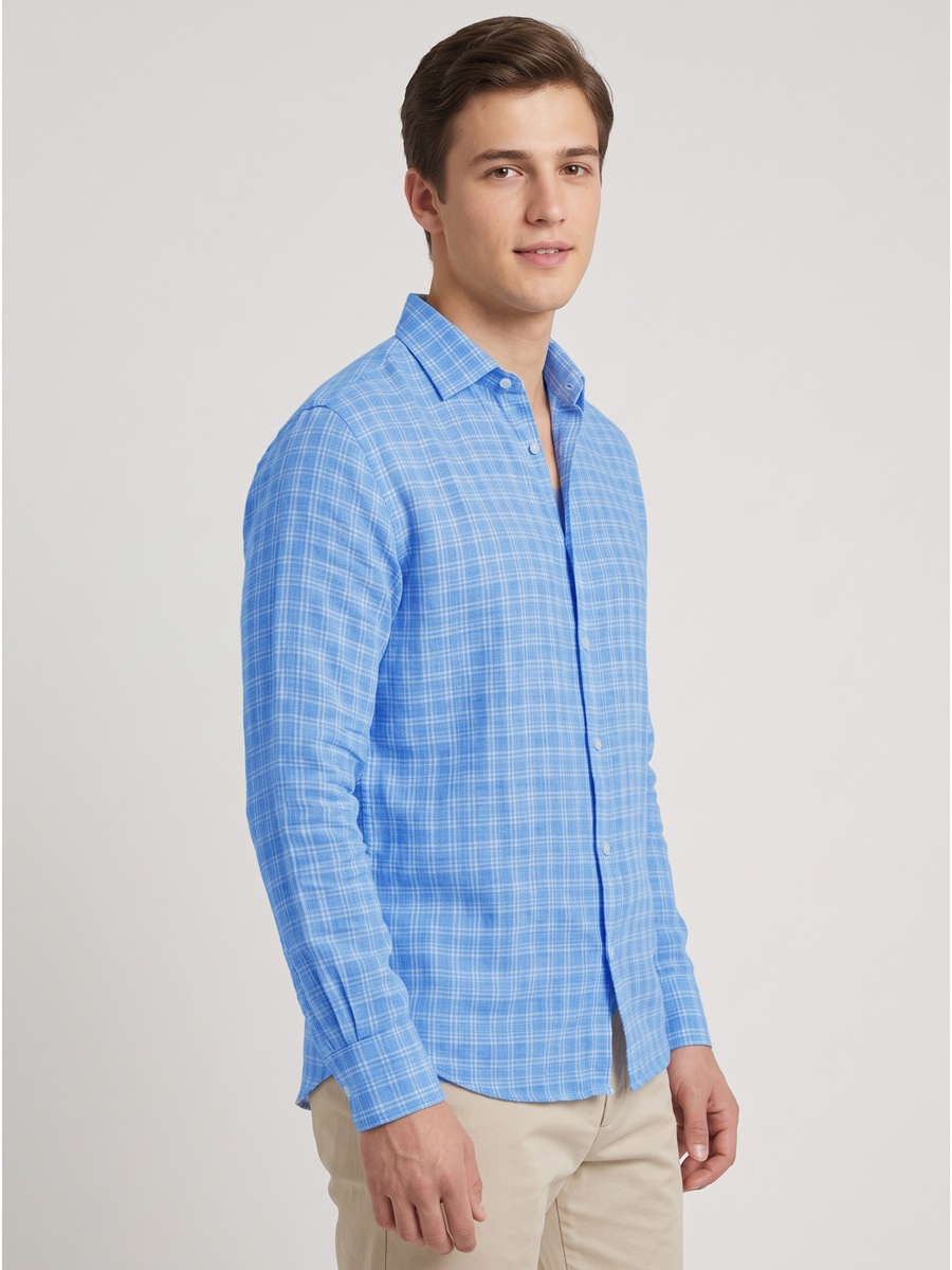 Cotton Rich Blue Check Shirt