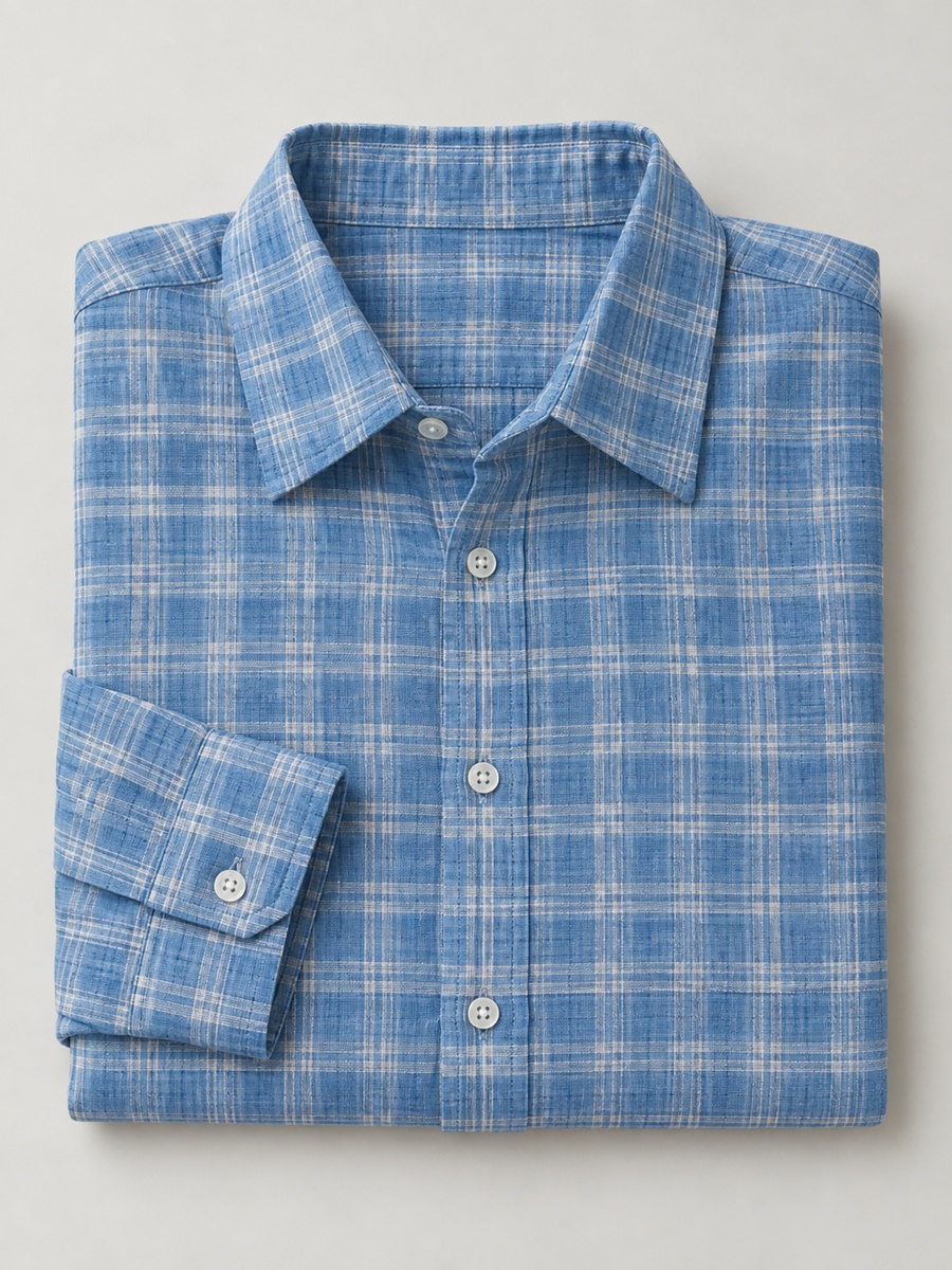Cotton Rich Blue Check Shirt