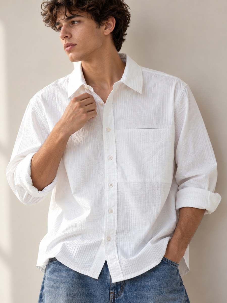 Cotton Stretch Boxy Fit Shirt