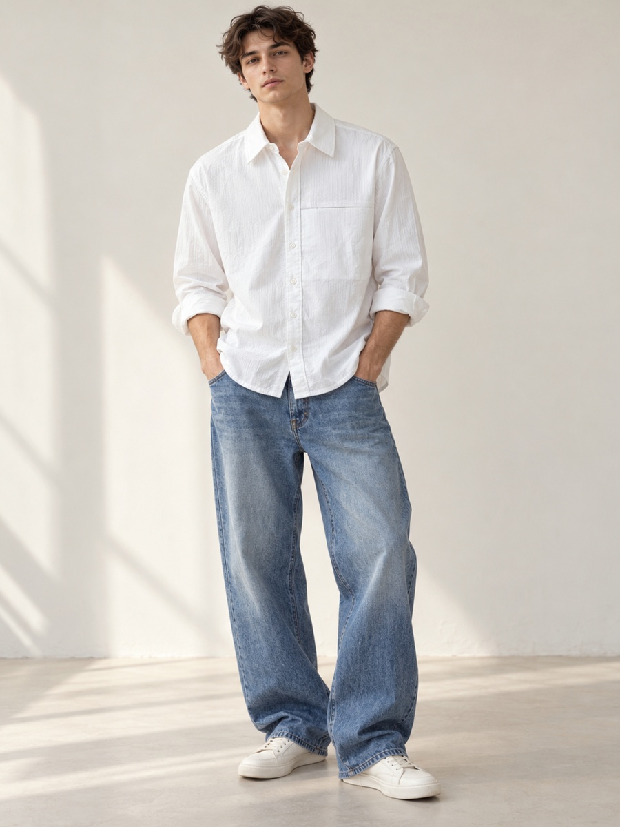 Cotton Stretch Boxy Fit Shirt