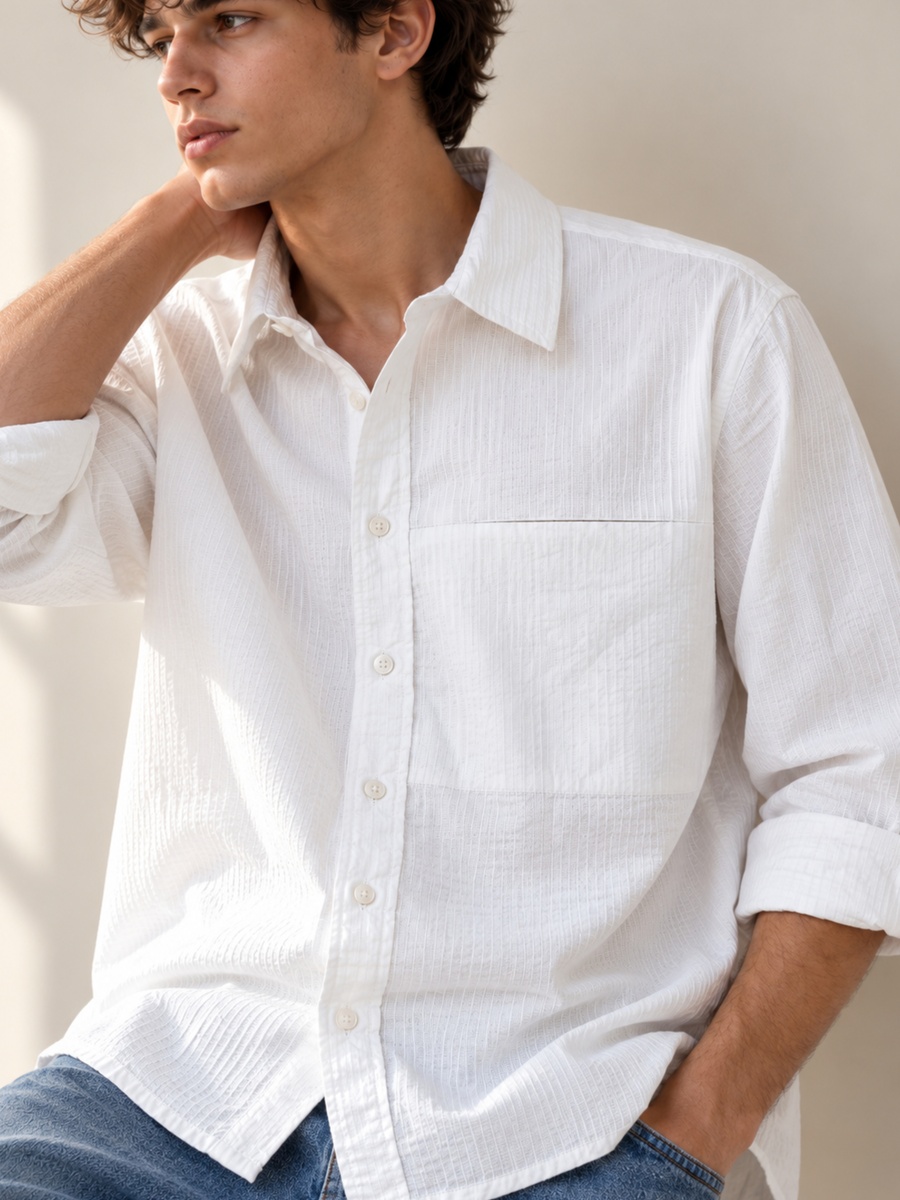 Cotton Stretch Boxy Fit Shirt