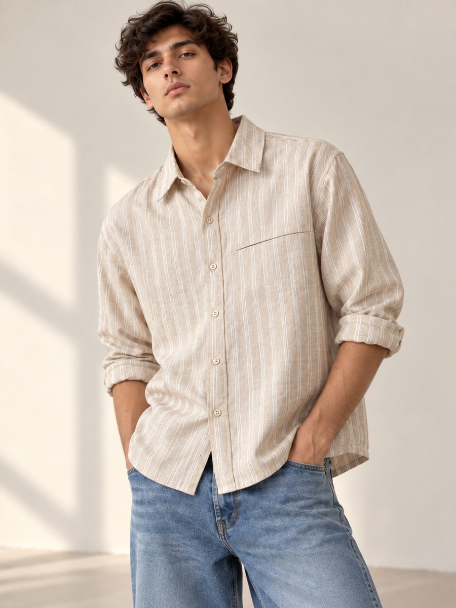 Cotton Rich Brown Check Boxy Fit Shirt