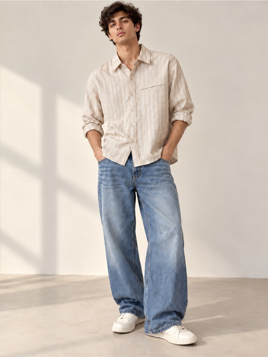 Cotton Rich Brown Check Boxy Fit Shirt