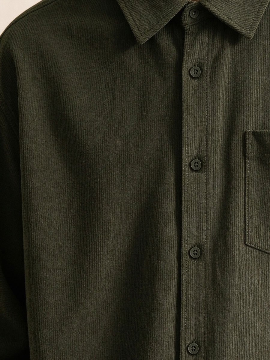 Olive Textured Long Sleeves Relaxed Shirt