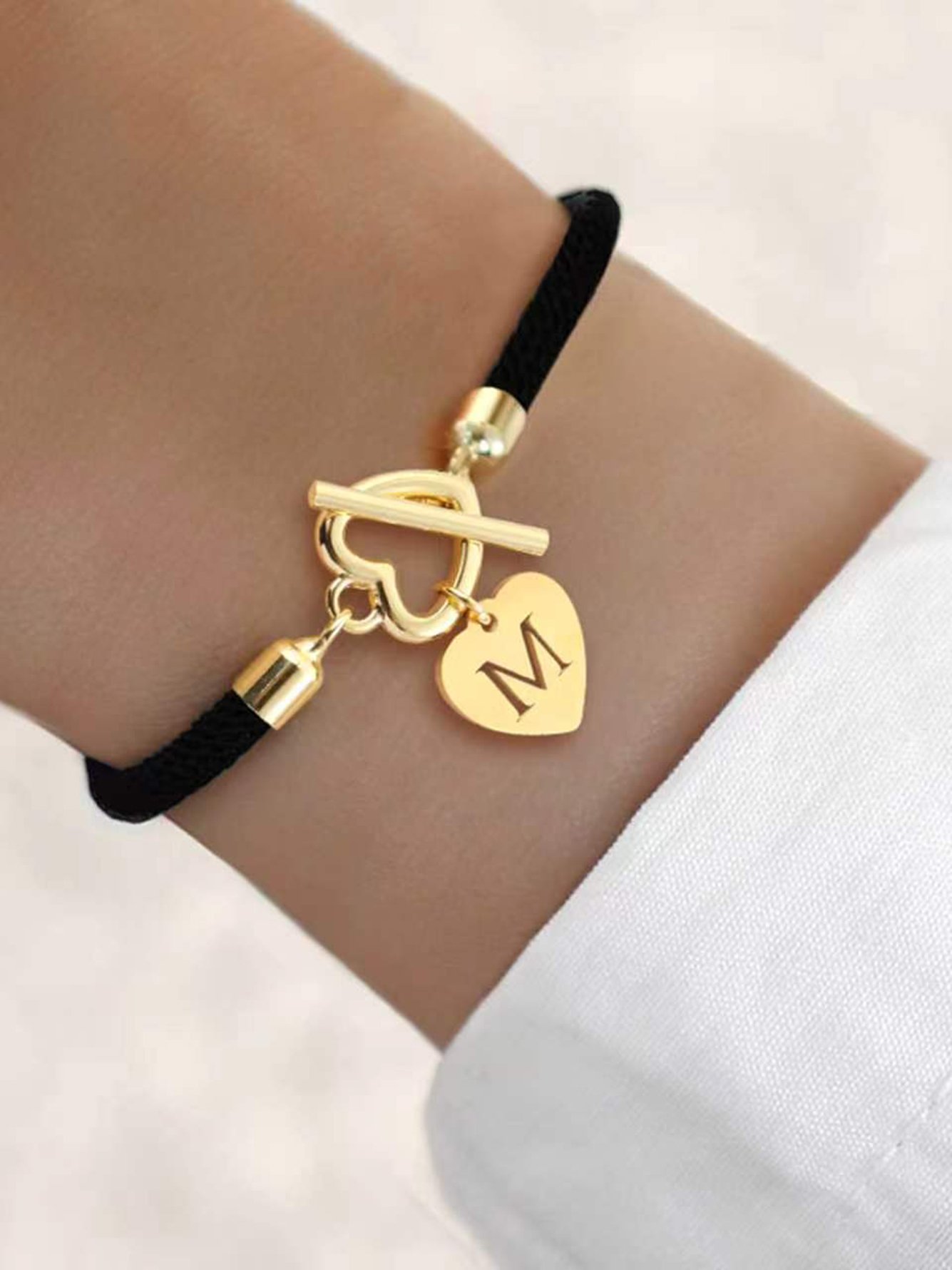 Black Solid Charm Bracelet