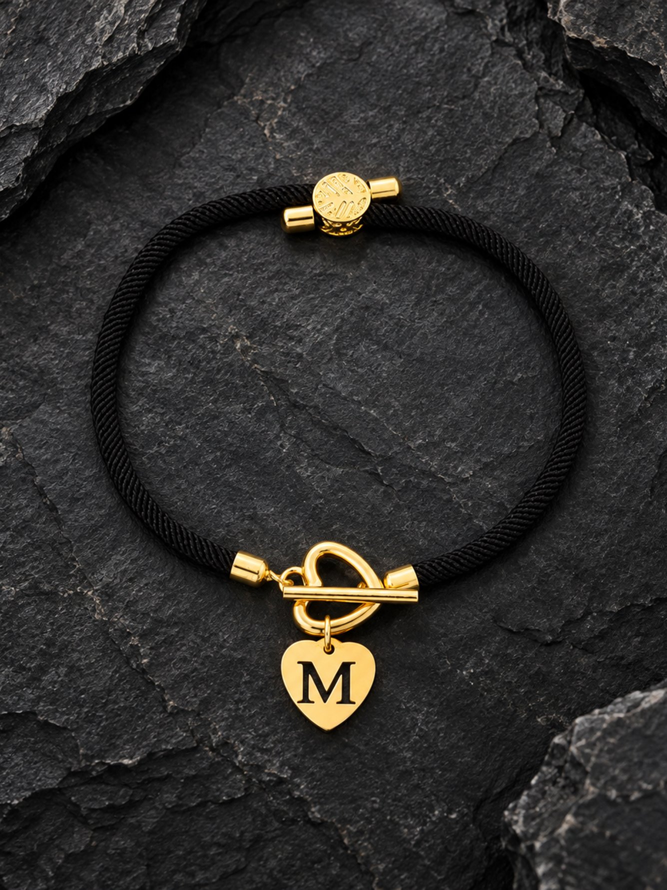Black Solid Charm Bracelet