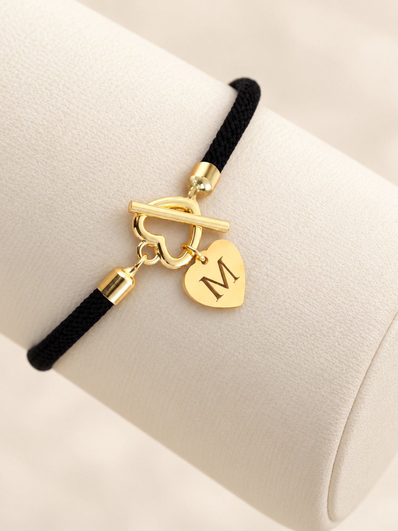 Black Solid Charm Bracelet