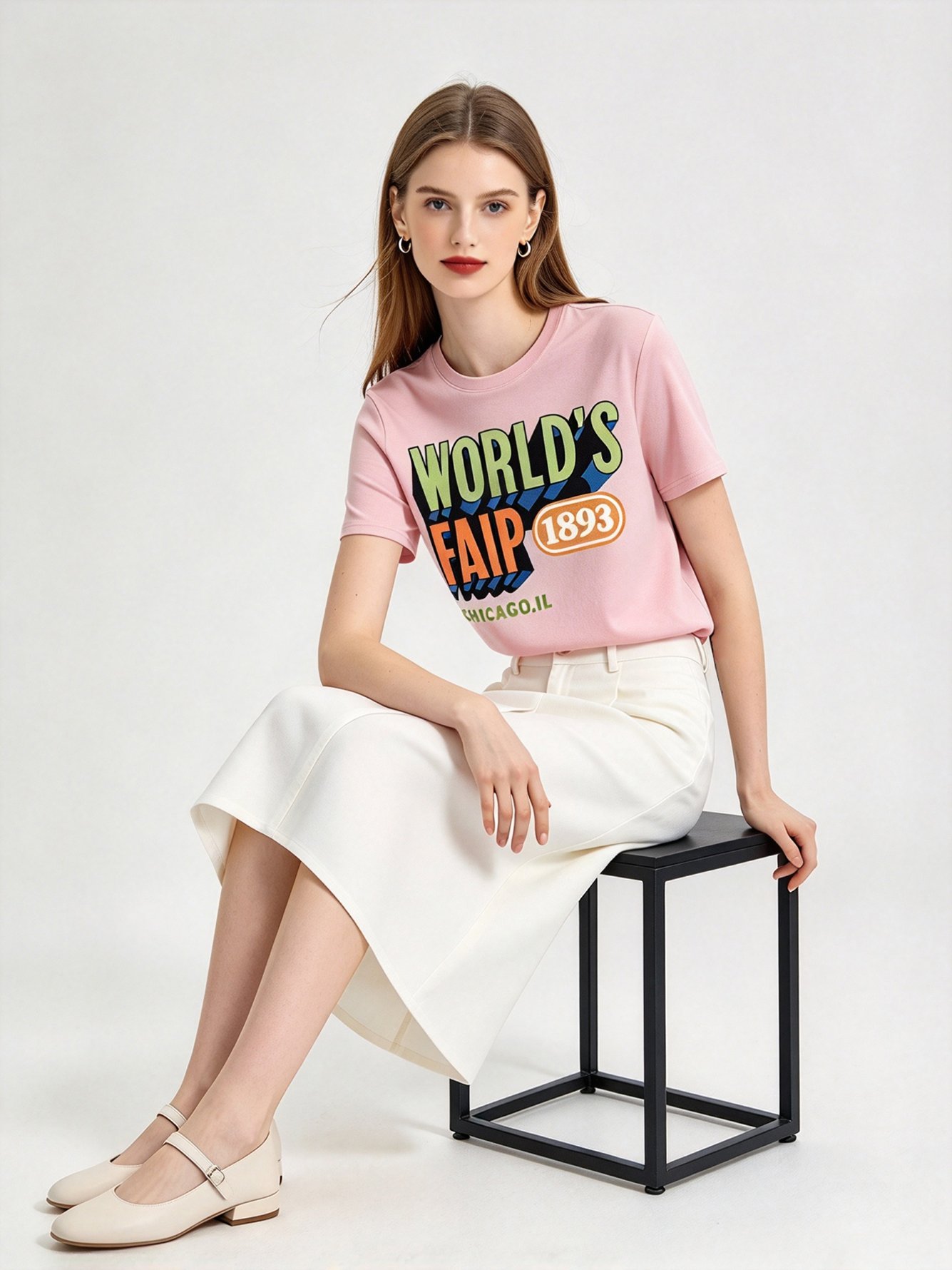 Pink Printed Round Neck Regular T-Shirt