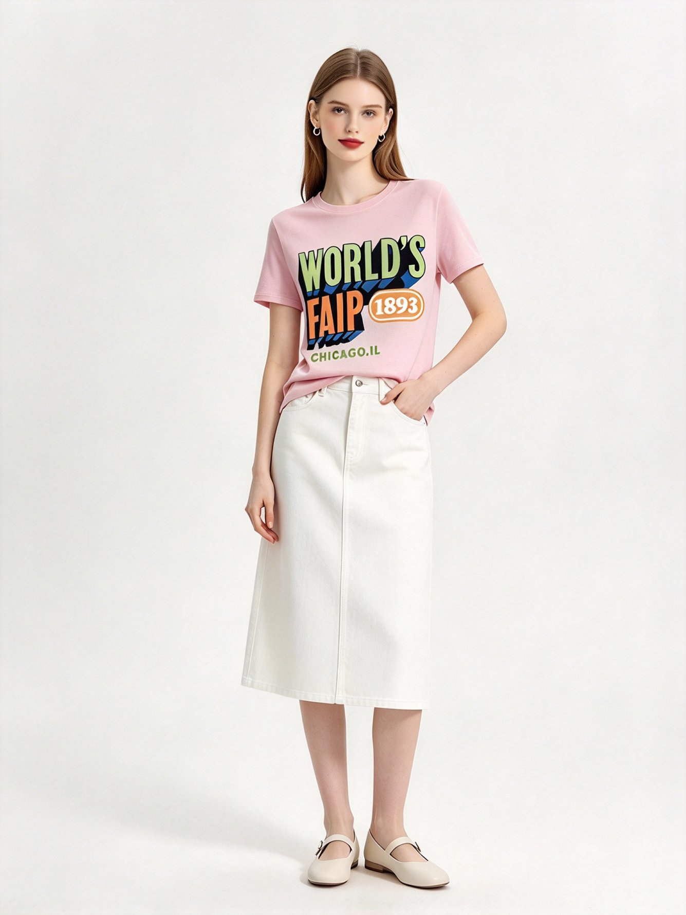 Pink Printed Round Neck Regular T-Shirt