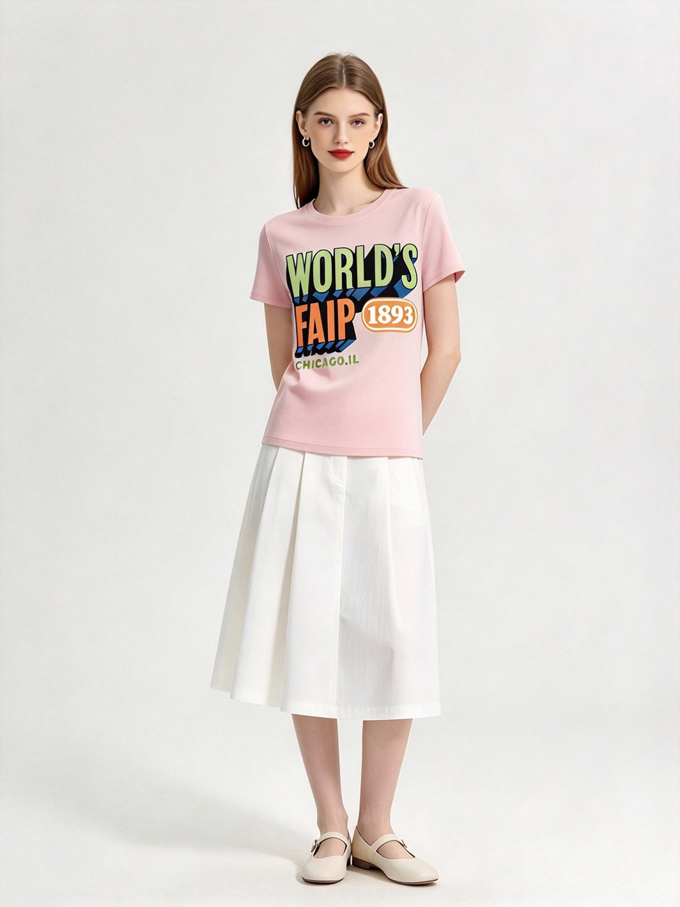 Pink Printed Round Neck Regular T-Shirt