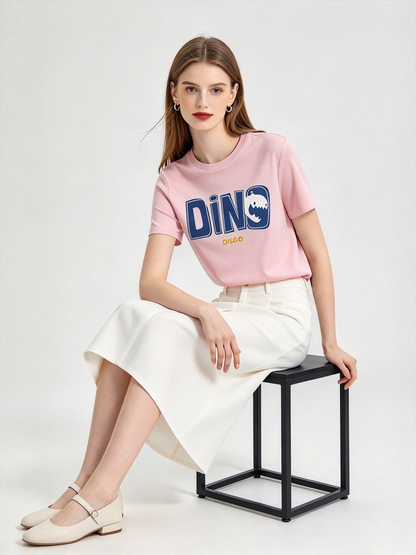 Pink Printed Round Neck Regular T-Shirt