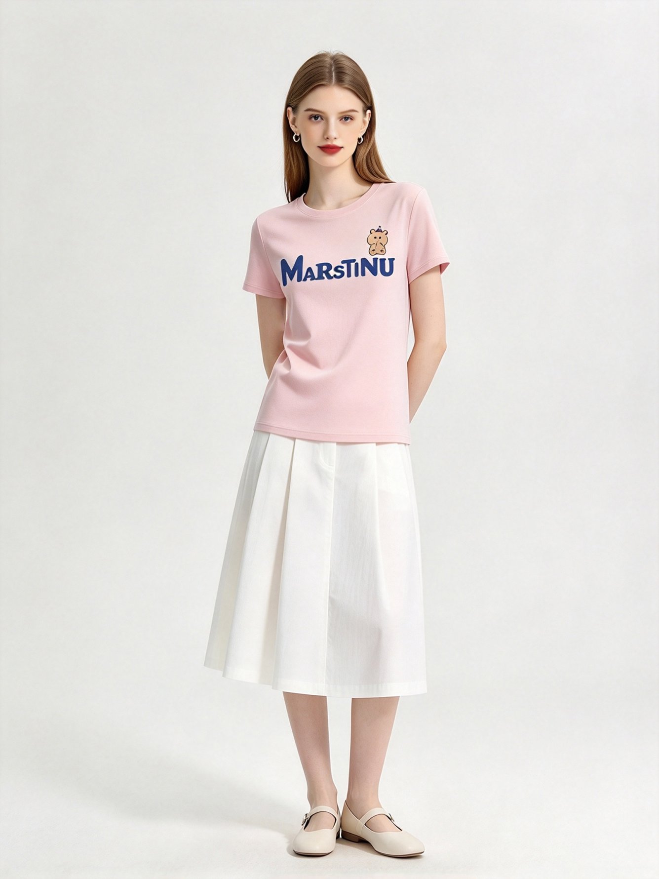 Pink Printed Round Neck Regular T-Shirt