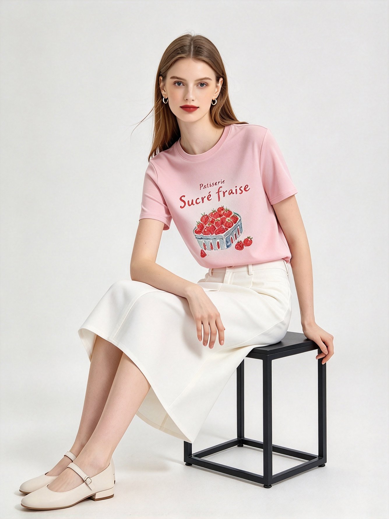 Pink Printed Round Neck Regular T-Shirt