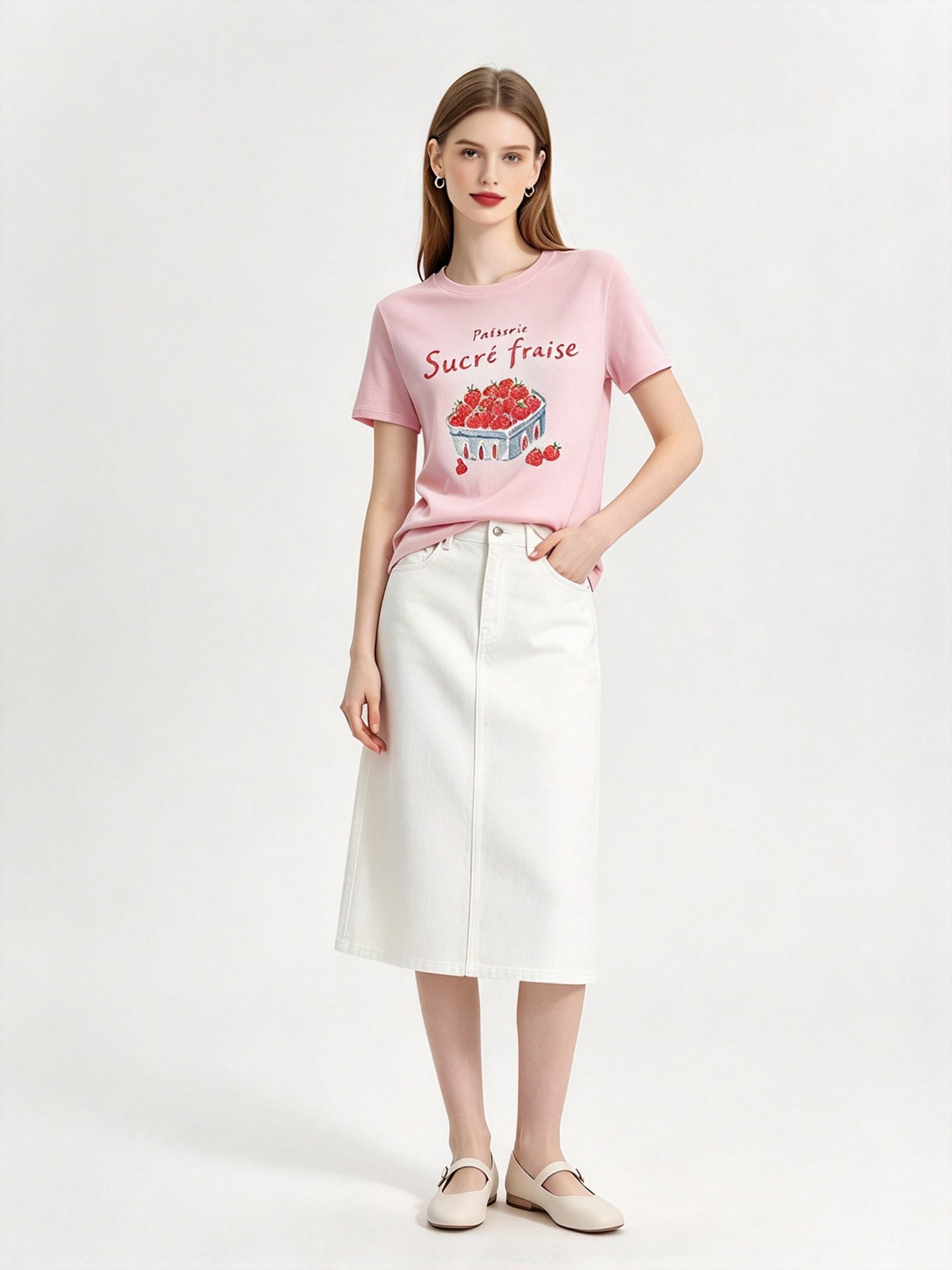 Pink Printed Round Neck Regular T-Shirt