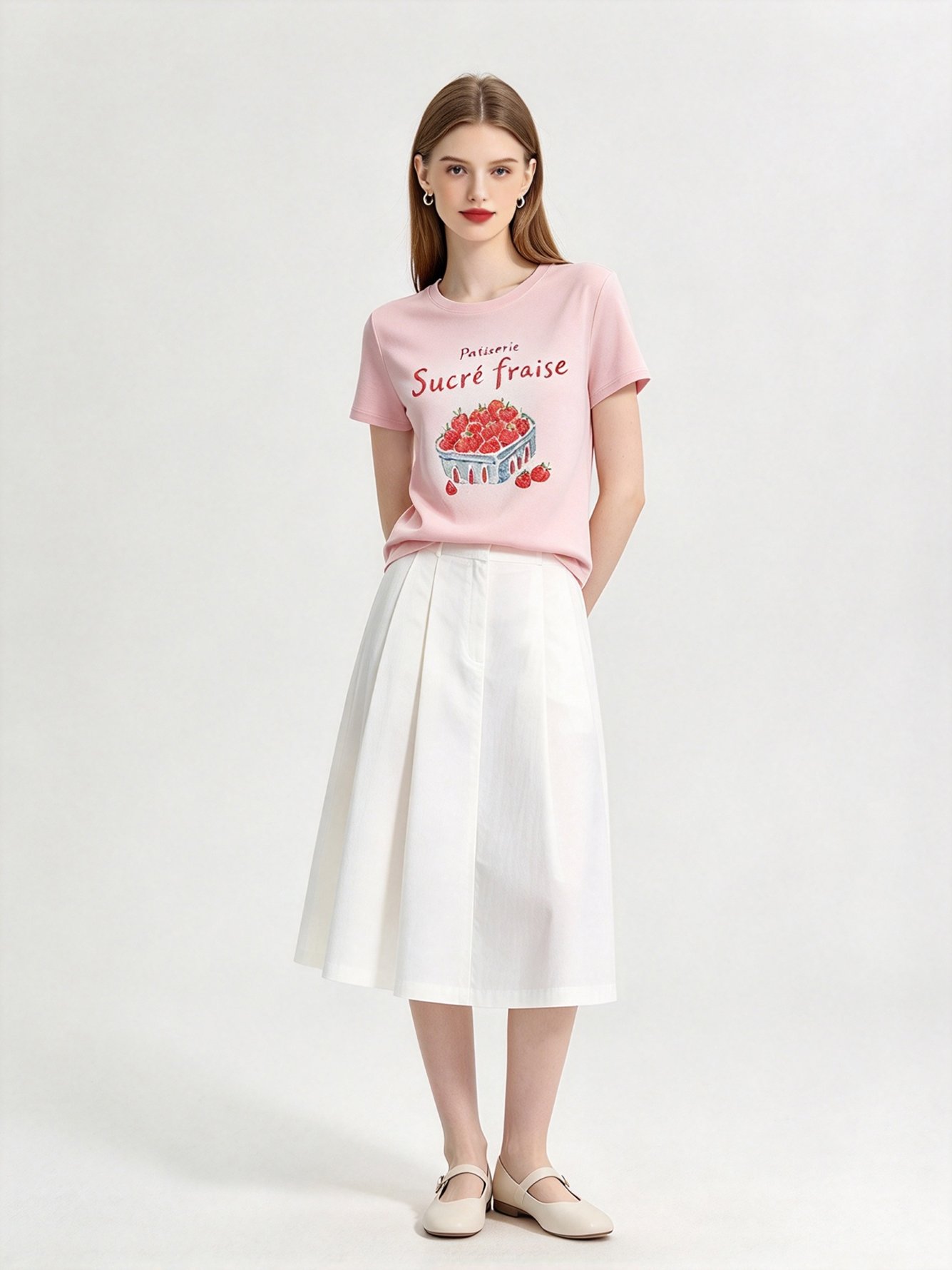 Pink Printed Round Neck Regular T-Shirt