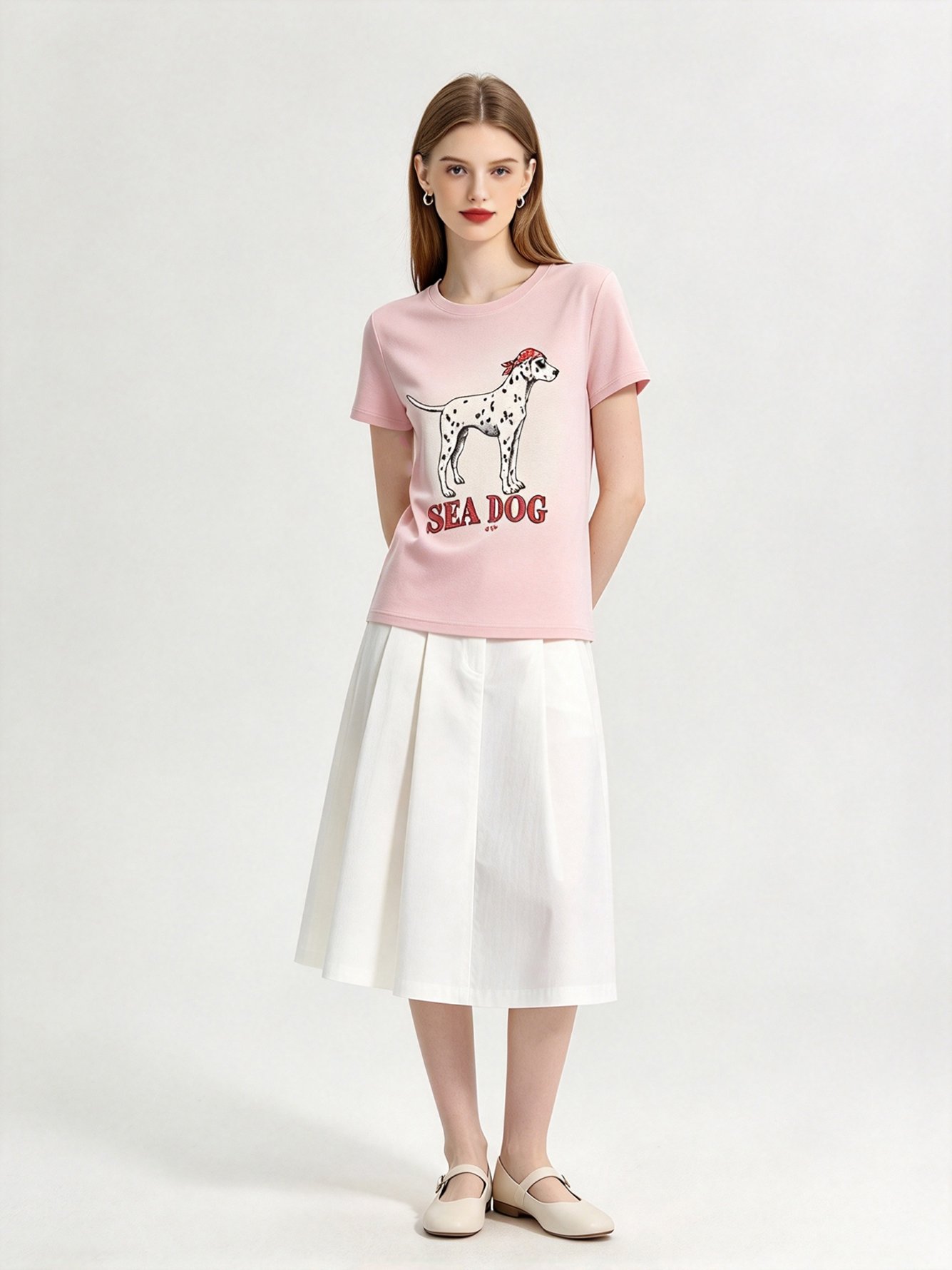 Pink Printed Round Neck Regular T-Shirt