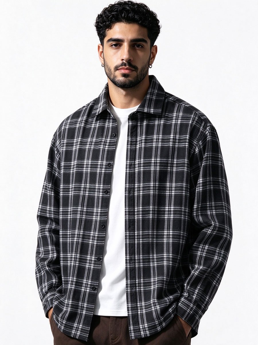 Black Checked Long Sleeves Regular Shirt
