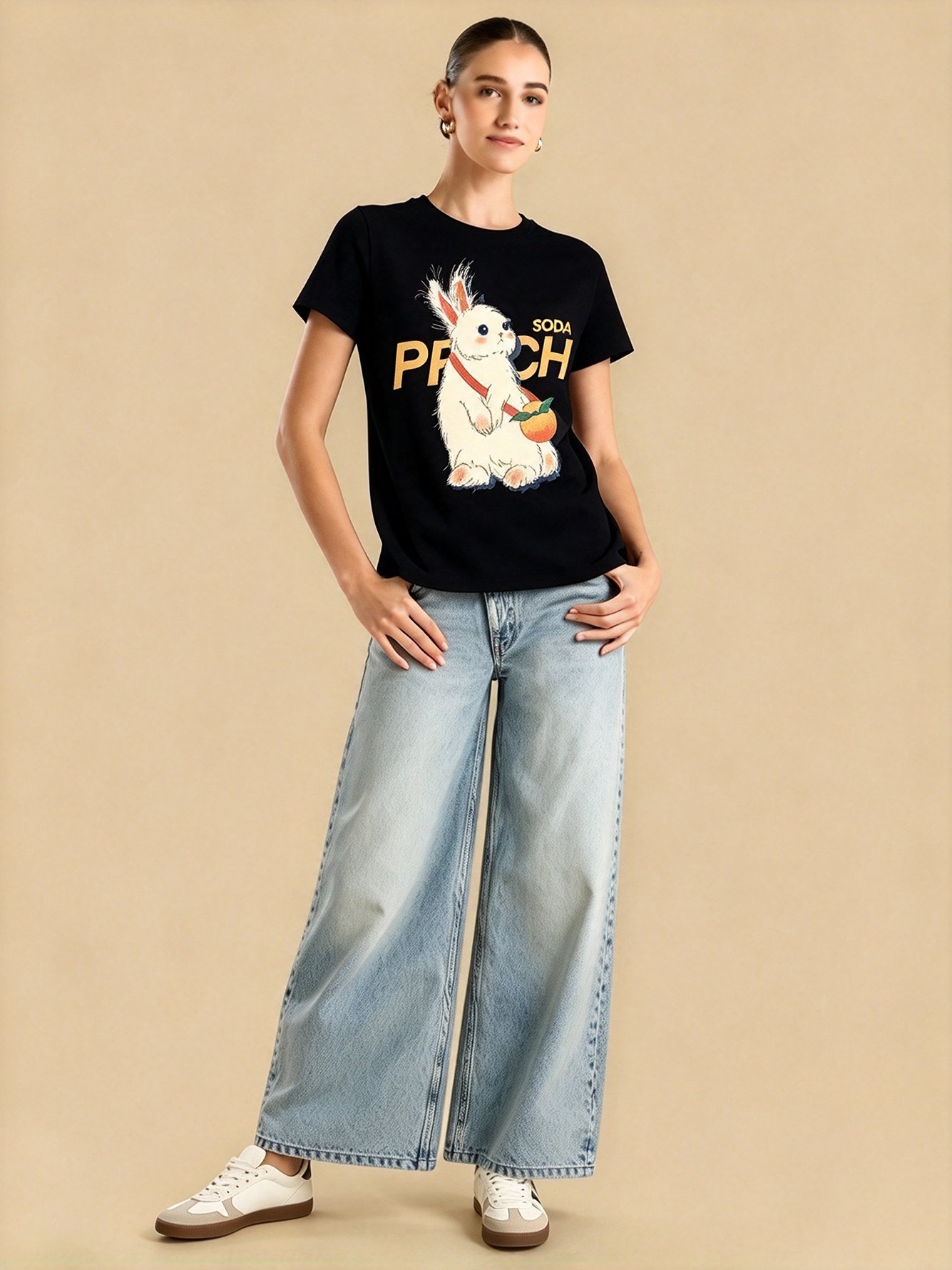 Black Graphic Round Neck Regular T-Shirt