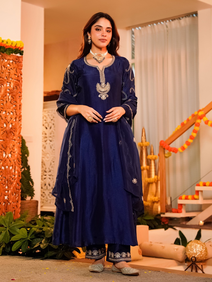 Pure Russian Silk Anarkali Kurta Set 