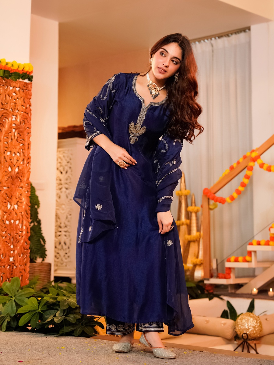 Pure Russian Silk Anarkali Kurta Set 