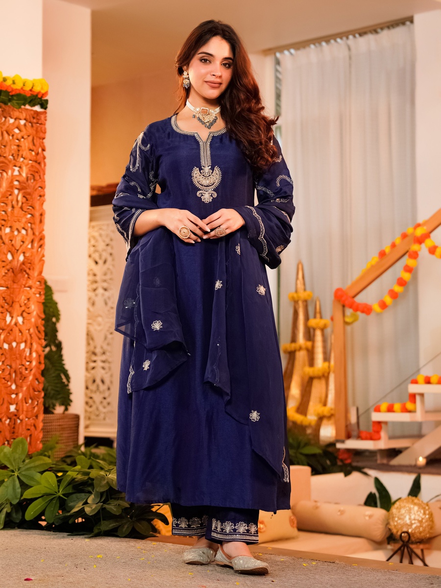 Pure Russian Silk Anarkali Kurta Set 