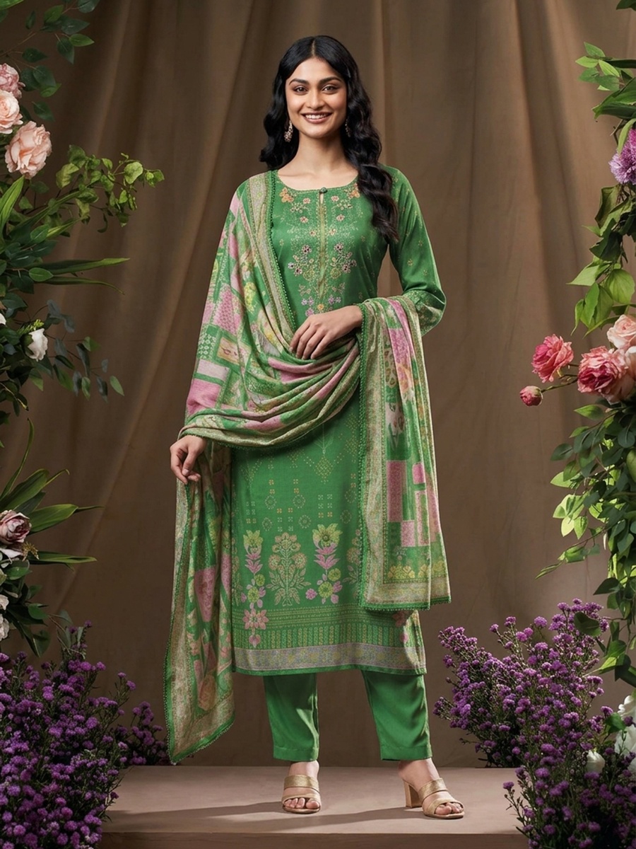 Pure Muslin Emerald Green 3-Piece Set