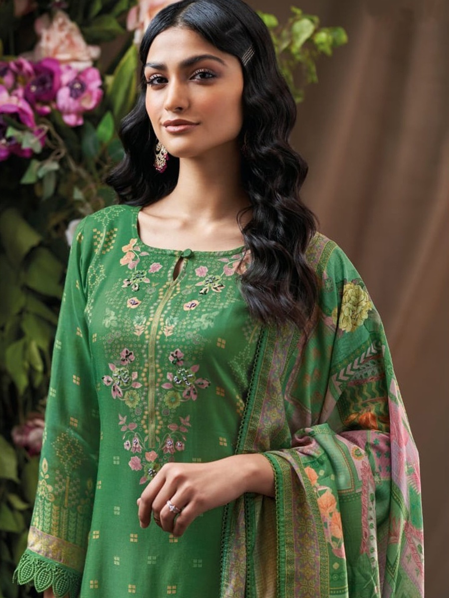 Pure Muslin Emerald Green 3-Piece Set