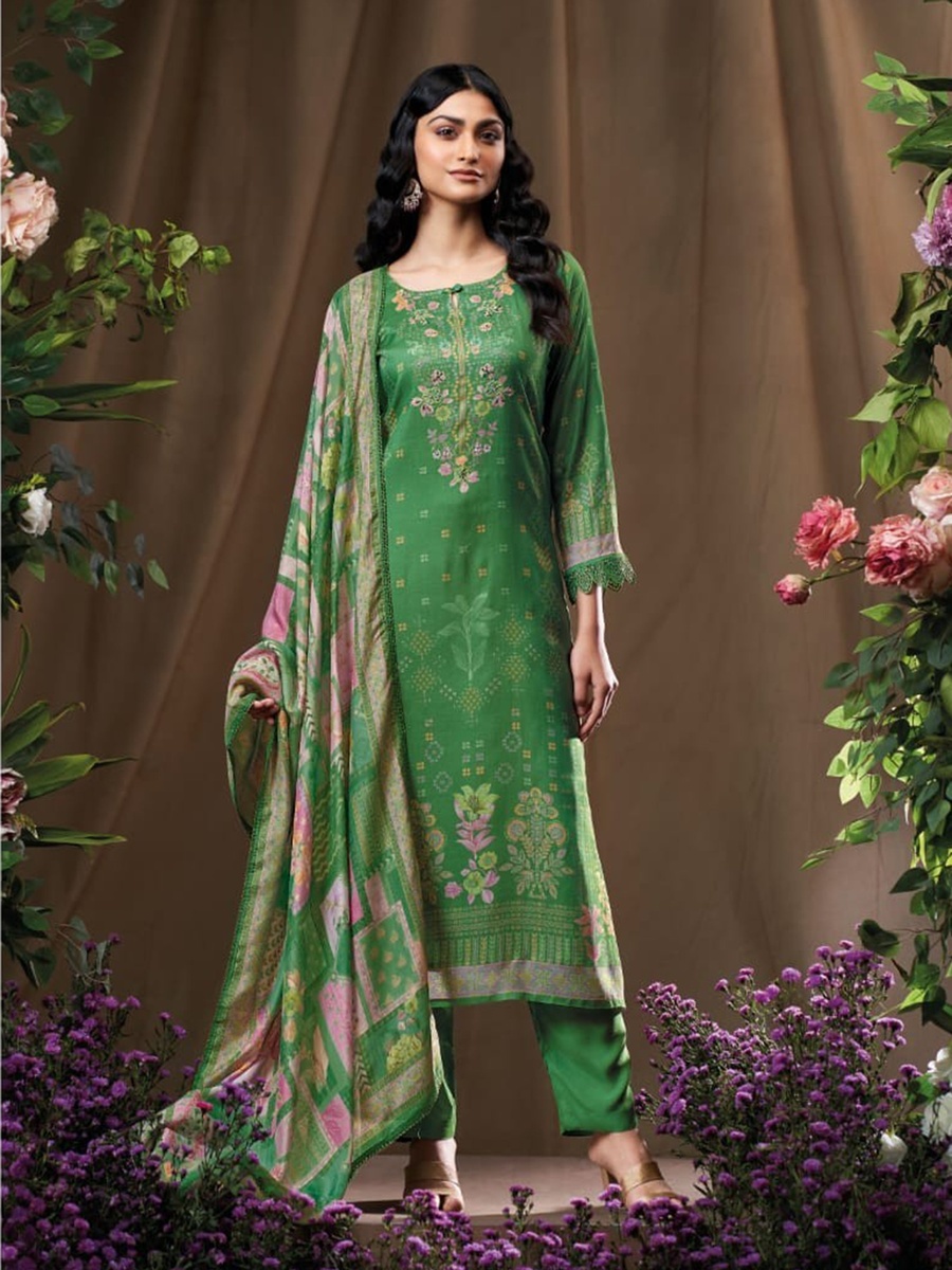 Pure Muslin Emerald Green 3-Piece Set