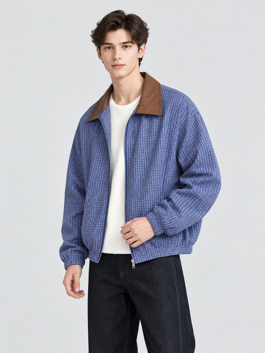 Blue Solid Regular Bomber Jacket