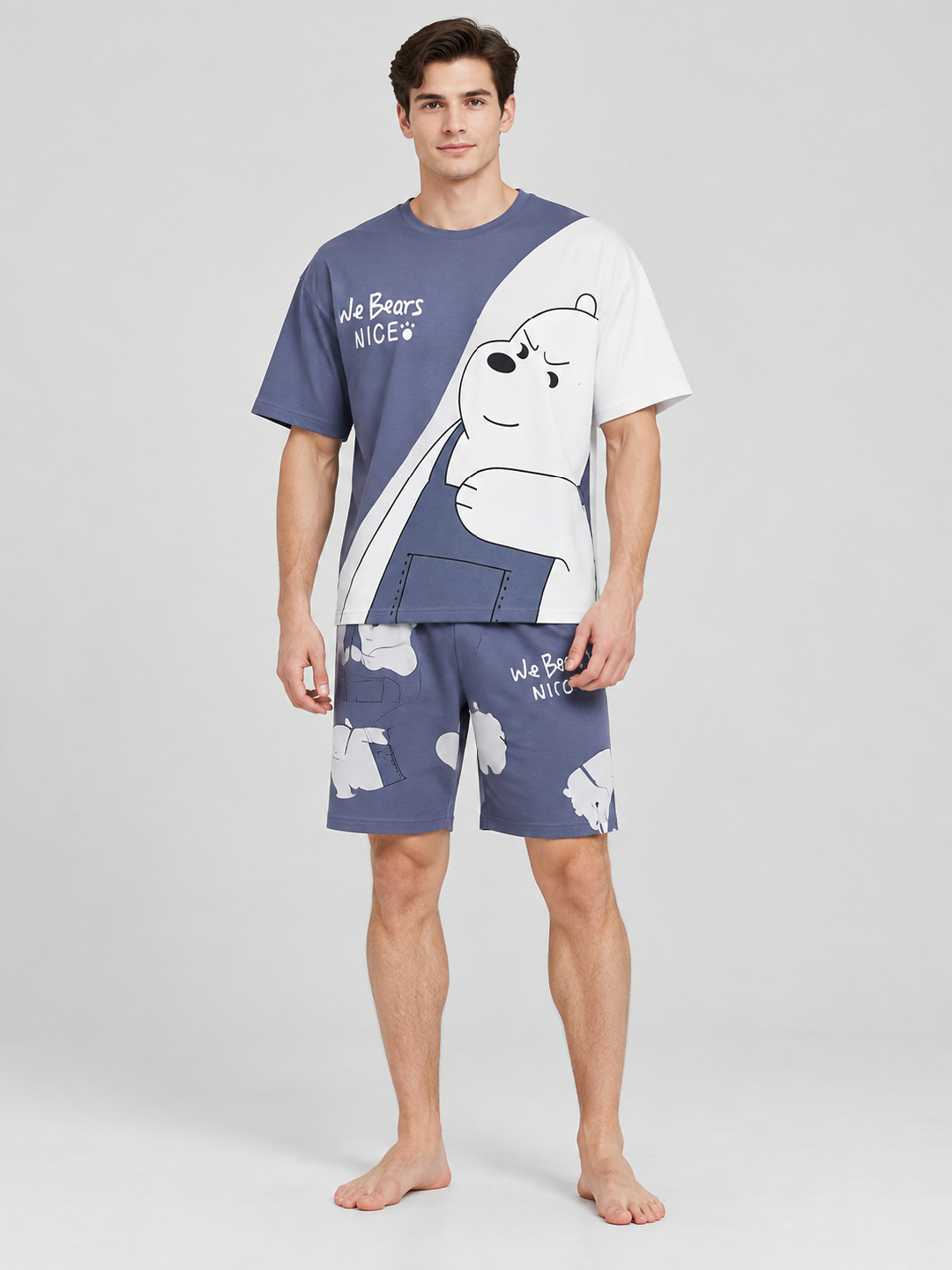 Blue Printed T-Shirt and Shorts Co-Ords