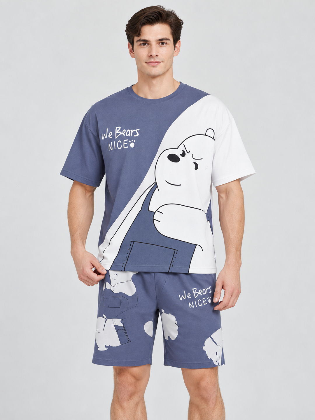 Blue Printed T-Shirt and Shorts Co-Ords