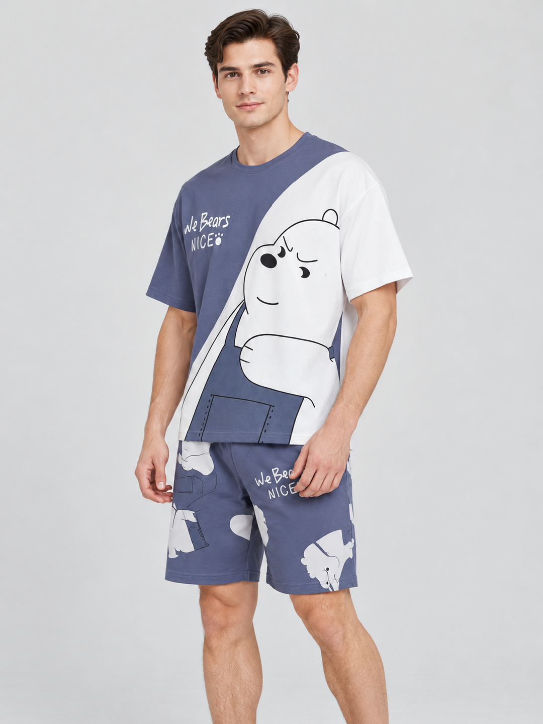 Blue Printed T-Shirt and Shorts Co-Ords