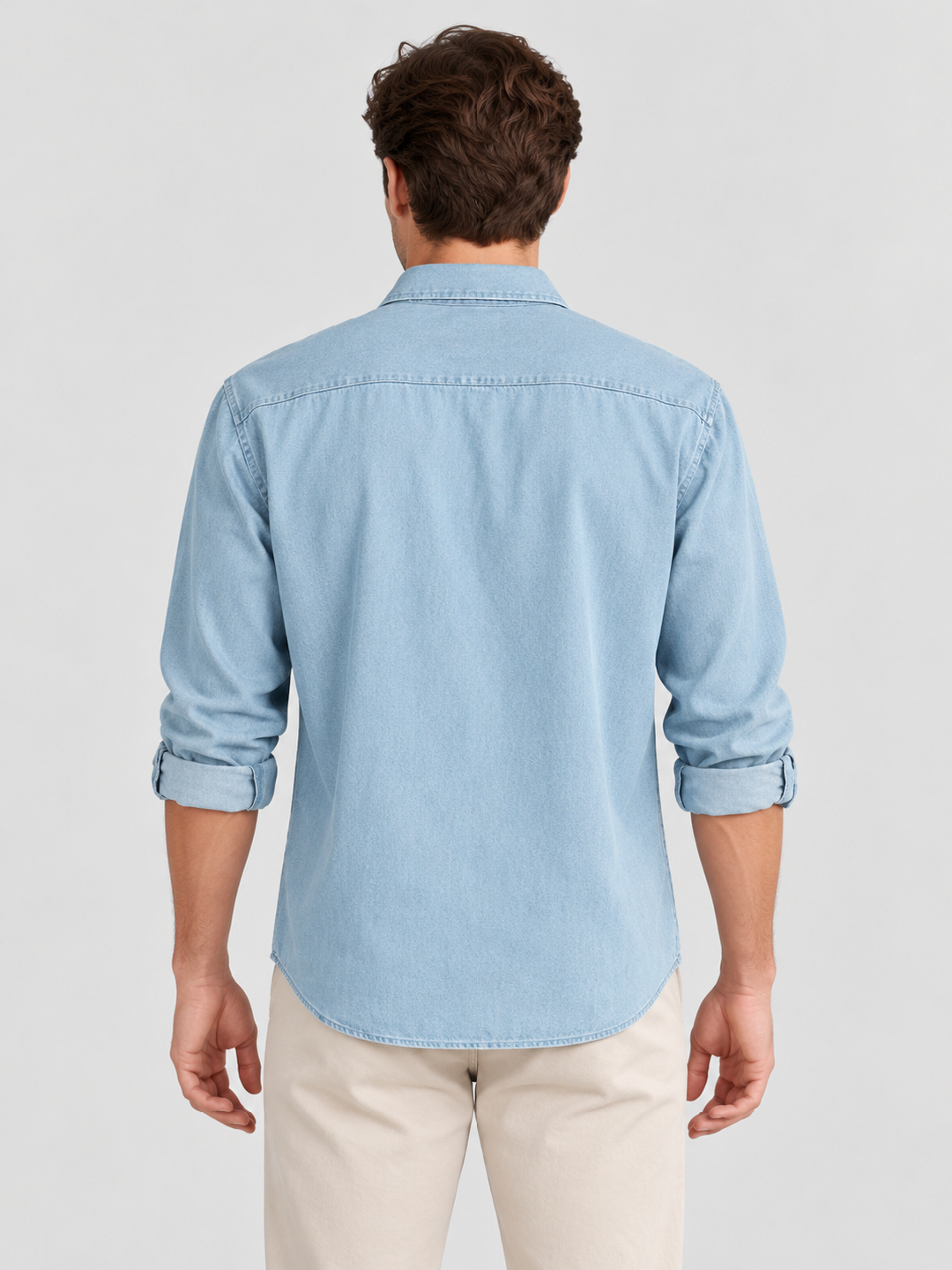 Light Blue Solid Long Sleeves Regular Shirt