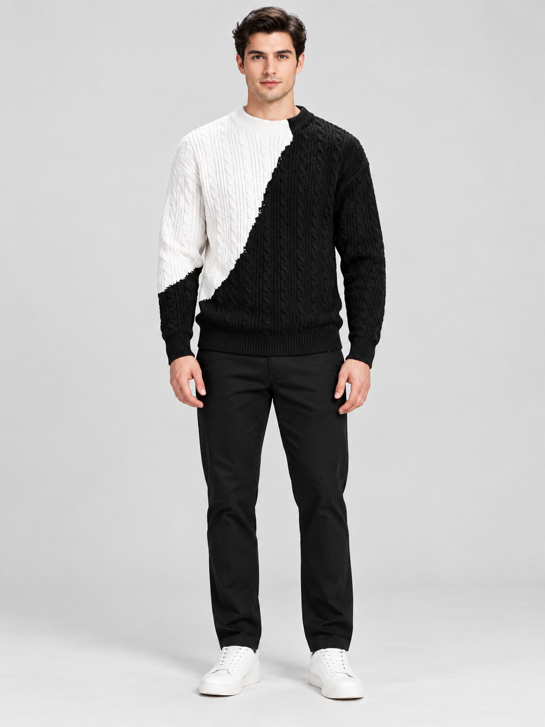 Monochrome Color Block Sweater